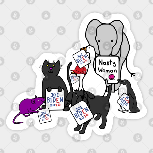 Animals with Biden Harris Campaign Signs Sticker by ellenhenryart